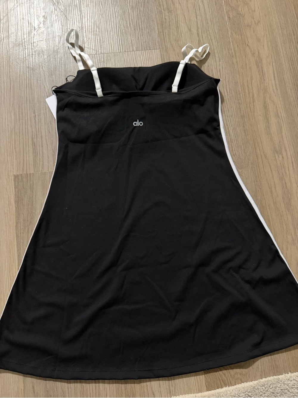 ALO Yoga Black Mini Dress with White Trim - Picture 3 of 4